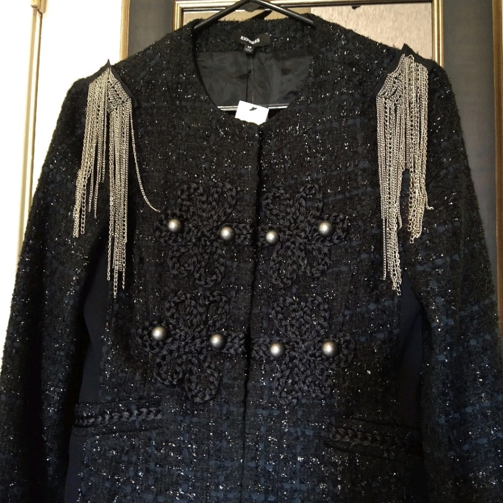 Elegant Express Tweed Military Jacket - Picture 10 of 10